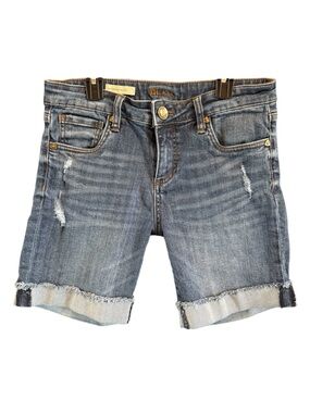 Kut from the Kloth Medium Blue Distressed Rolled Hem Jean Shorts